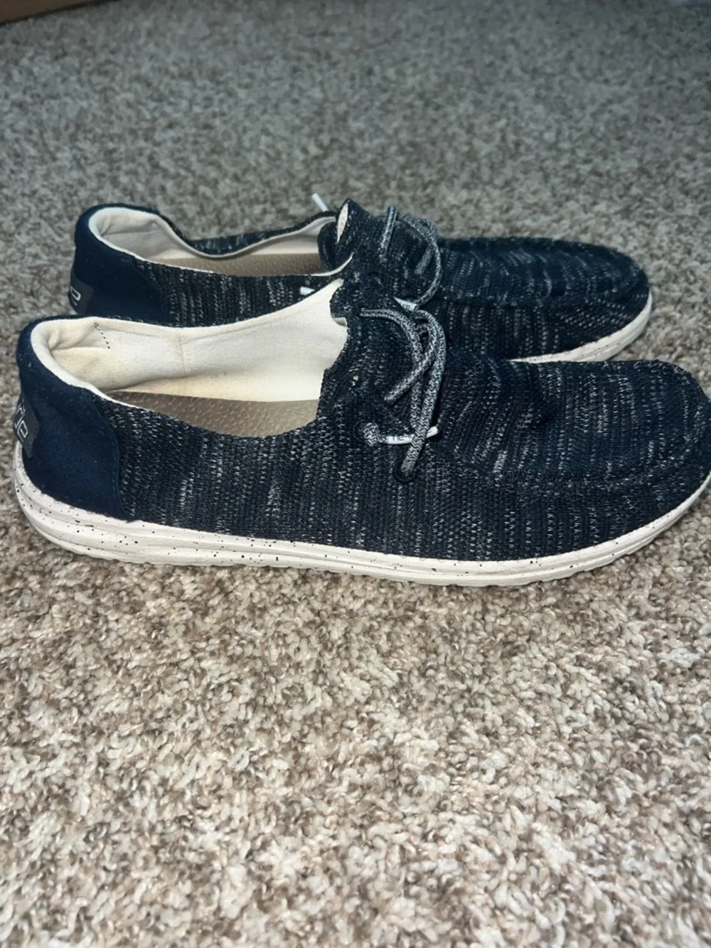 Hey Dude Wendy Sox Slip-Ons — Navy Knit with Speckled White Sole - Women’s 10 - Picture 2 of 14